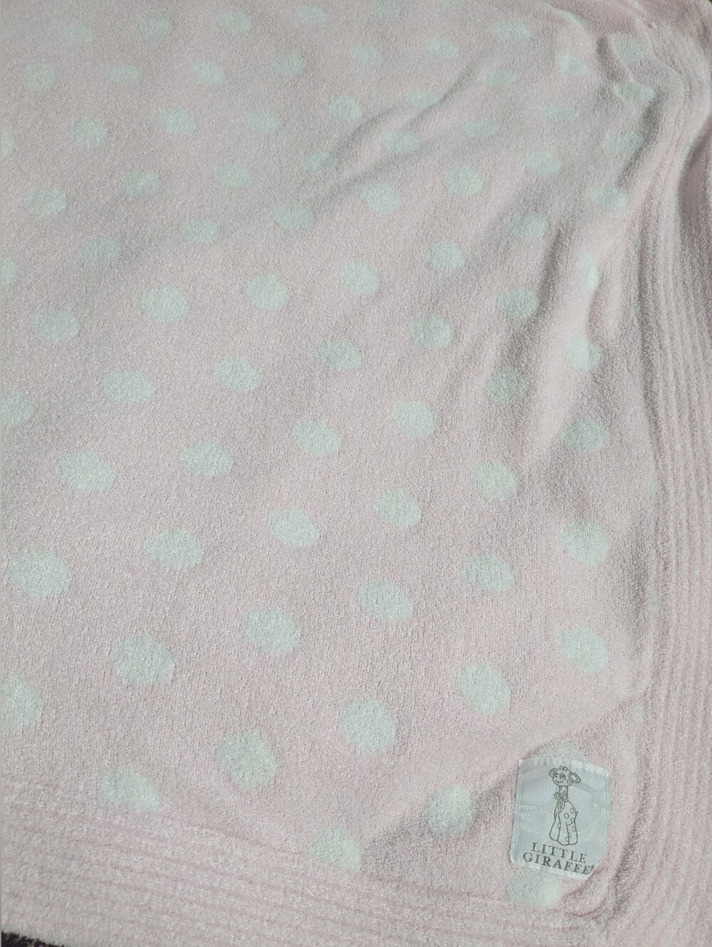Little Giraffe Dolce Dot Chenille Blanket In Pink, Thick SILKY SOFT 30x34